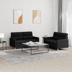 vidaXL Fabric Sofa Set with Cushions - Stylish Modern Ensemble Furniture for Indoor Living Room, Lounge Space - Black