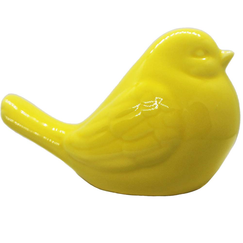 Realideas New Yellow Bird Figurine, Ceramic Chubby Bird Figure Cottage Animal Bird Statue Decorations For Home Garden Decor Acce