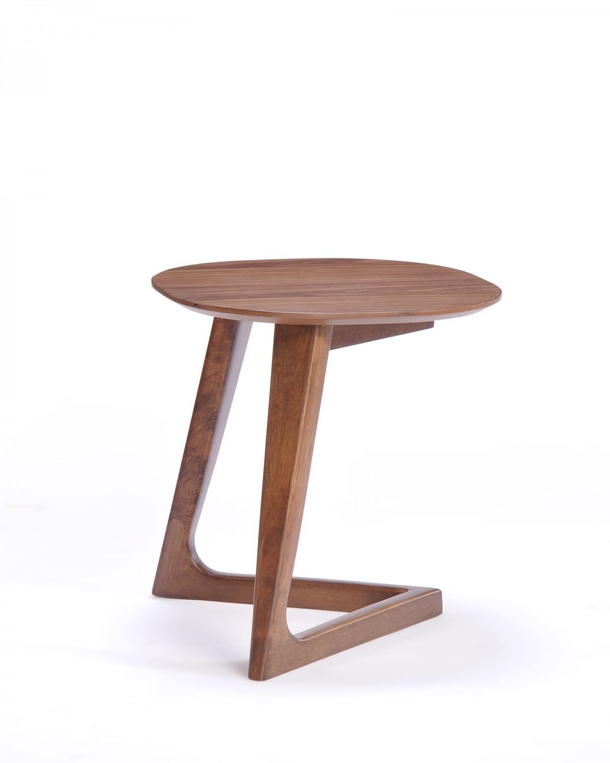 HomeRoots Mod Walnut Wood Asymmetric End Table