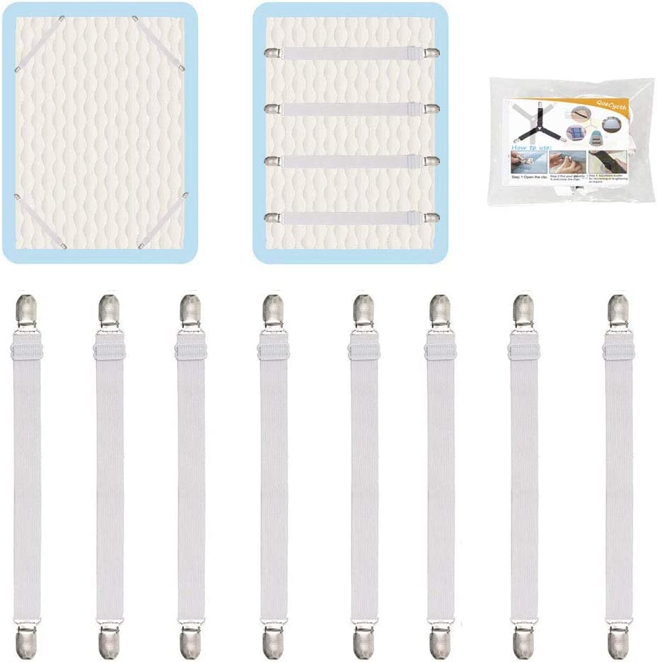 Qoecycth Sheet Fasteners, Adjustable Elastic Bed Sheet Holder Straps For Full,Queen,King Twin Bed,6 Way Cross Sheet Clips Suspen