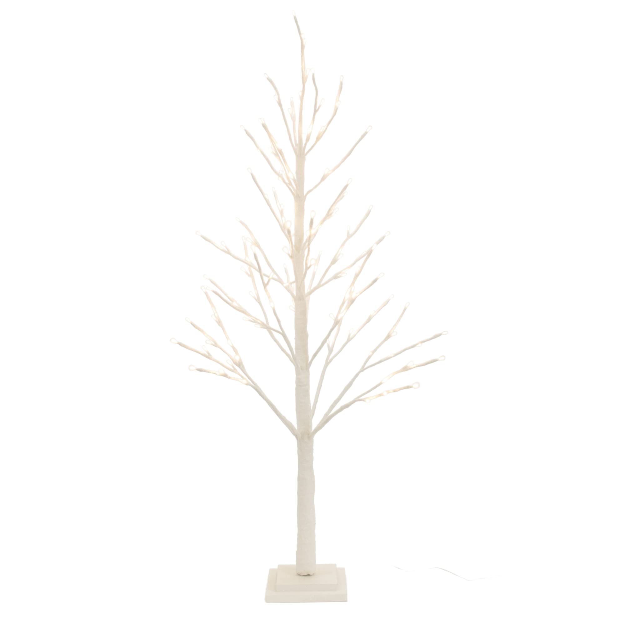 Melrose Paper 114 Led Lights Twig Christmas Tree, 4-Foot Height, White, Holiday Season Decoration