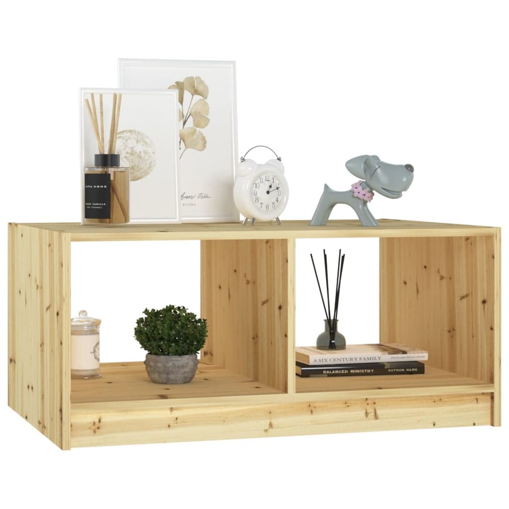 vidaXL Modern Coffee Table with Storage Shelf - Rectangular, Solid Firwood, Easy Assembly, Perfect for Living Room Use - Brown, 29.5&quot;x19.7&quot;x13.2&quot;