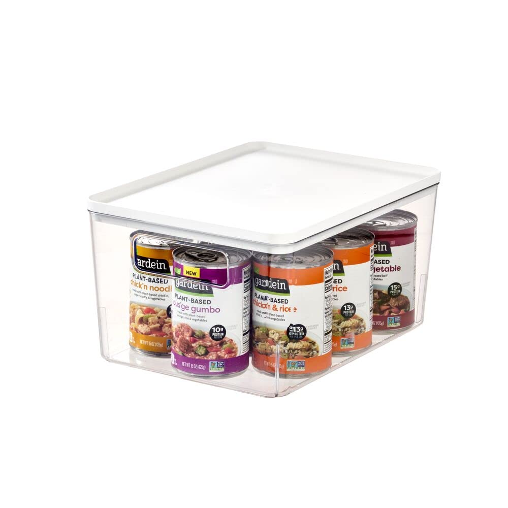 iDesign Pantry Bin with Removable Lid - Plastic Storage Bin with Handles - Clear/White