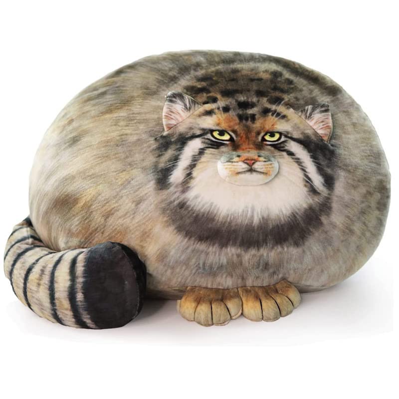 Chubby Steppe Cat Pillow,18' Pallas Cat Plush Pillow, Cute Steppe Cat Stuffed Animals Soft Plushies, Kitten Plush Throw Pillow