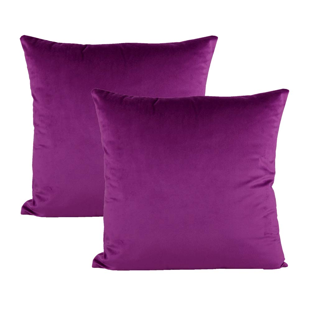 20X20 Inch Purple Throw Pillow Covers Decorative Magenta Velvet Square Soft Solid Cozy Cushion Cases Home Decor For Couch Sofa B