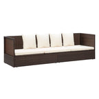 vidaXL Patio Couch, Sunlounger with Cushion, Sunbed with Adjustable Backrest and Footrest, Patio Wicker Furniture for Porch, Poly Rattan Brown