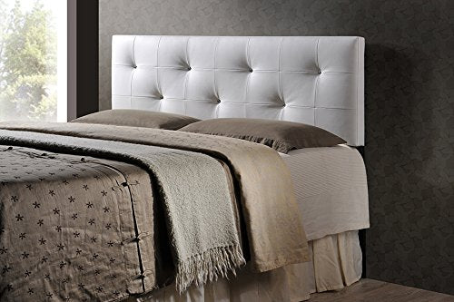 Baxton Studio Dalini Headboard with Faux Crystal Buttons White/Twin
