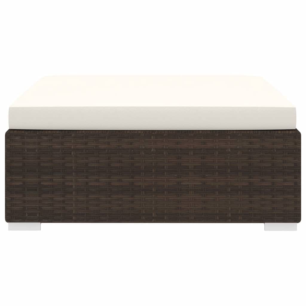 vidaXL Outdoor Wicker Ottoman, Wicker Ottoman Seat with Cushion, Outdoor Footstool Footrest Seat for Backyard Garden Poolside, Poly Rattan Brown