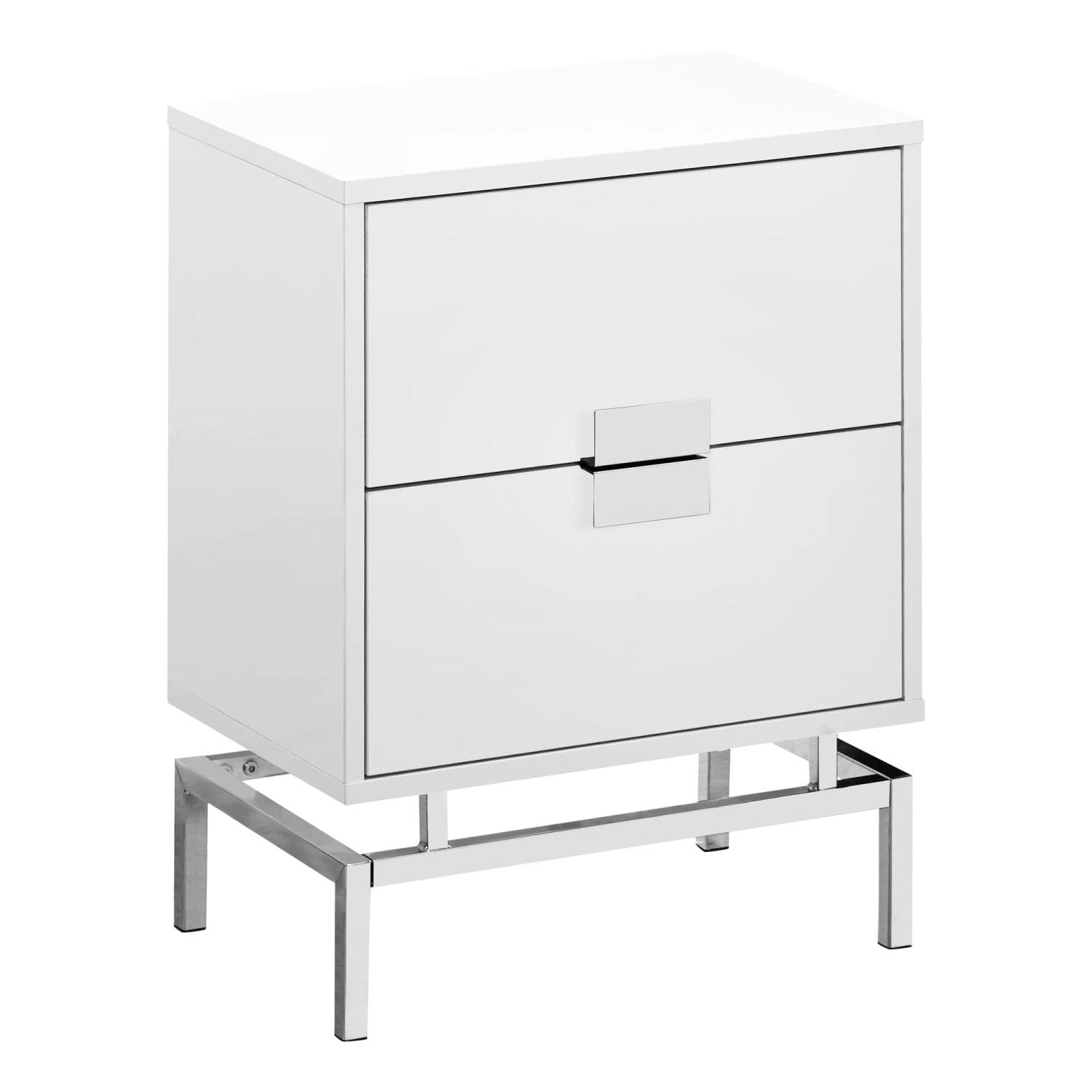 Monarch Specialties Accent, End, Night Stand, Side Table, 2 Drawers, 24&quot; H, White