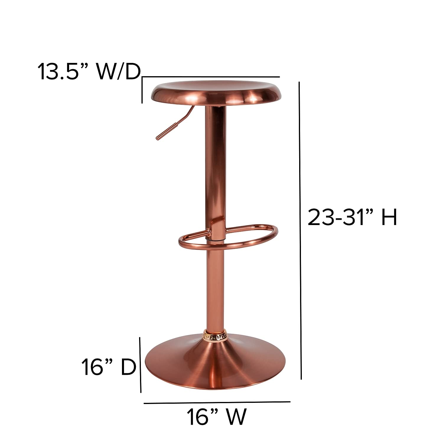 Flash Furniture Madrid Series Adjustable Height Retro Barstool In Rose Gold Finish