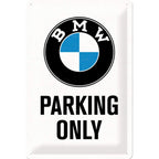 Nostalgic-Art Retro Tin Sign, 7.9'' x 11.8'', official license product (OLP), BMW - Parking Only White - Gift idea for car acces