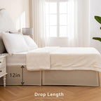 Miye Pleated Waffle Weave Bed Skirt, Tailored Dust Ruffle 12 Inch Drop Easy Fit, Machine Washable (Cream, King - 12'' Drop)