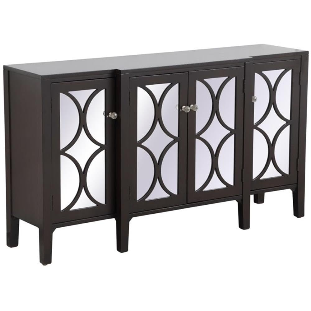 Elegant Decor Modern 4 Door 60" Accent Sideboard in Hand Painted Dark Walnut