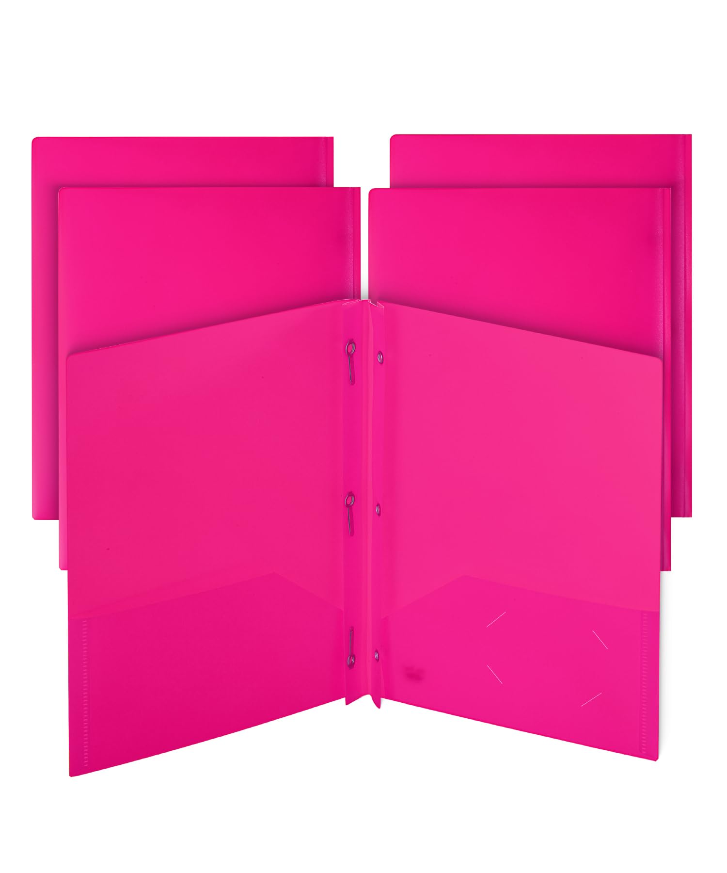 Mr. Pen- Plastic Folders With Pockets And Prongs, 5 Pack, Pink, Pocket Folders, Folders With Prongs, File Folders With Fasteners