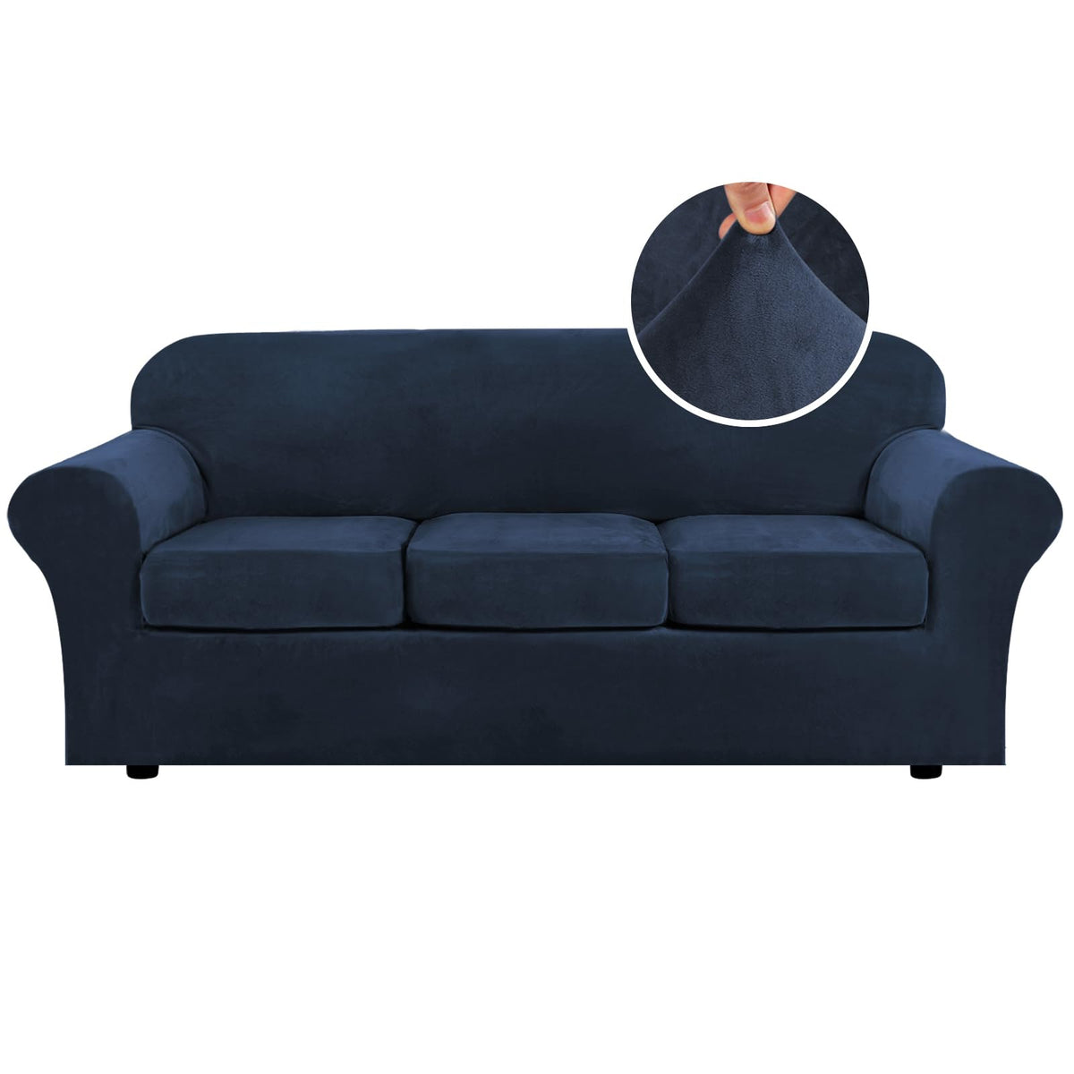 H.Versailtex Modern Velvet Plush 4 Piece High Stretch Sofa Slipcover Sofa Cover Furniture Protector Form Fit Luxury Thick Velvet