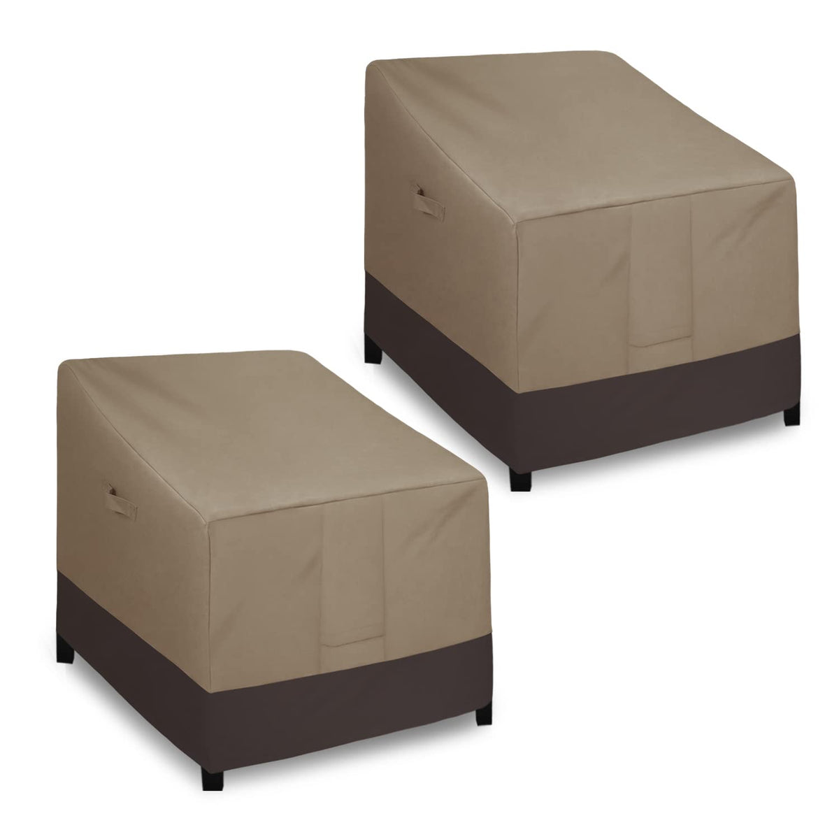 Easy-Going Waterproof Outdoor Lounge Chair Cover, Heavy Duty Patio Couch Cover, Windproof Outdoor Furniture Cover With Air Vent (2 Pack-33.5Wx31.5Dx36H Inch, Camel/Dark Brown)