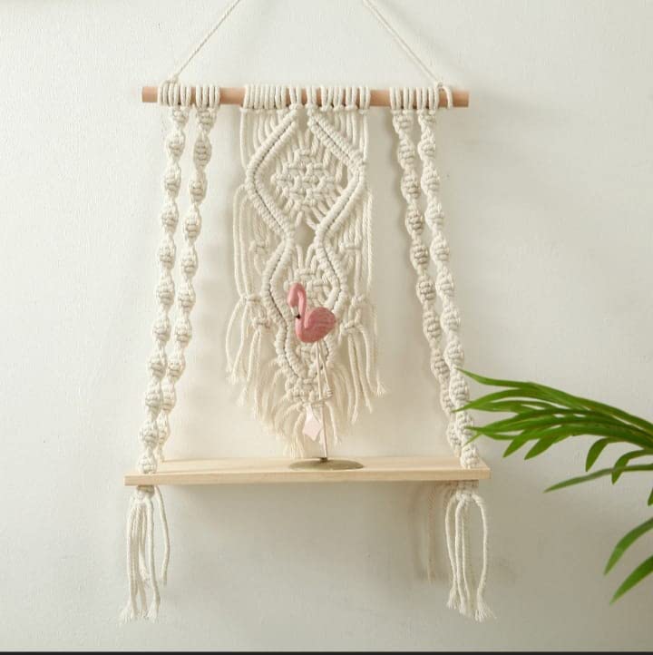 Aain Macrame Wall Hanging Shelf |109| Modern Chic Woven Macrame Tapestries, Wall Art Home Decor For Apartment, Dorm, Bedroom, Li