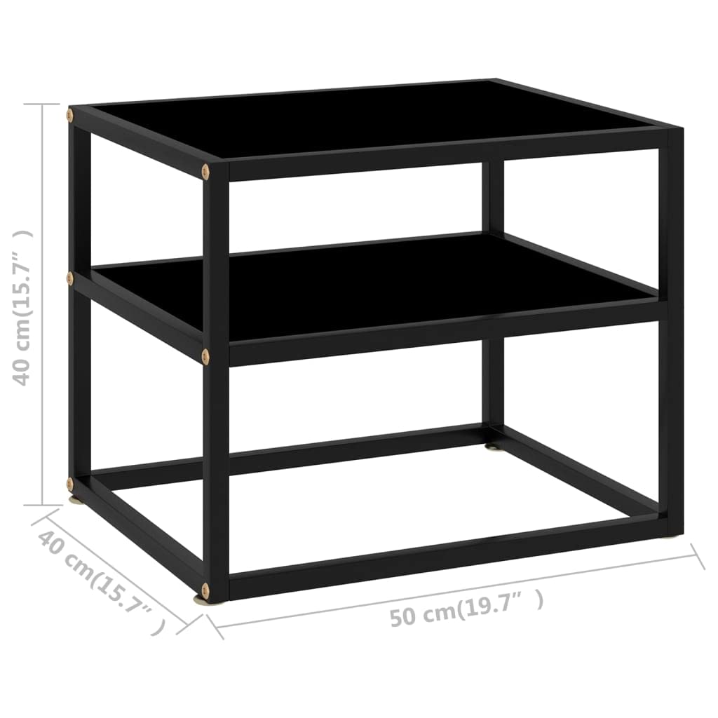vidaXL Rectangular Console Table | Modern Style | Tempered Glass and Steel Construction | Additional Shelves for Storage | Black
