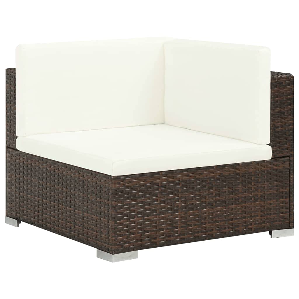 vidaXL 7 Piece Garden Lounge Set with Cushions Poly Rattan Brown