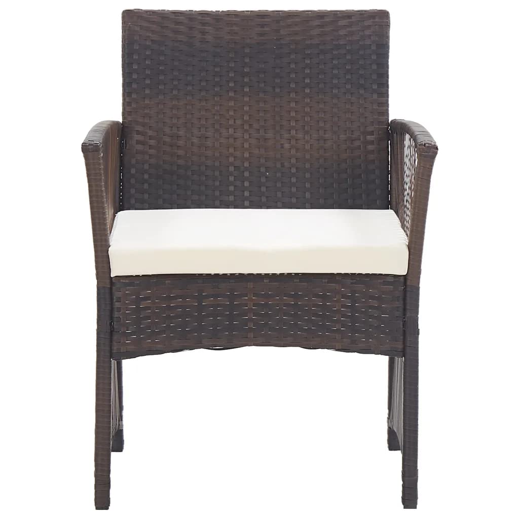 vidaXL Patio Armchairs with Cushions 2 pcs Brown Poly Rattan