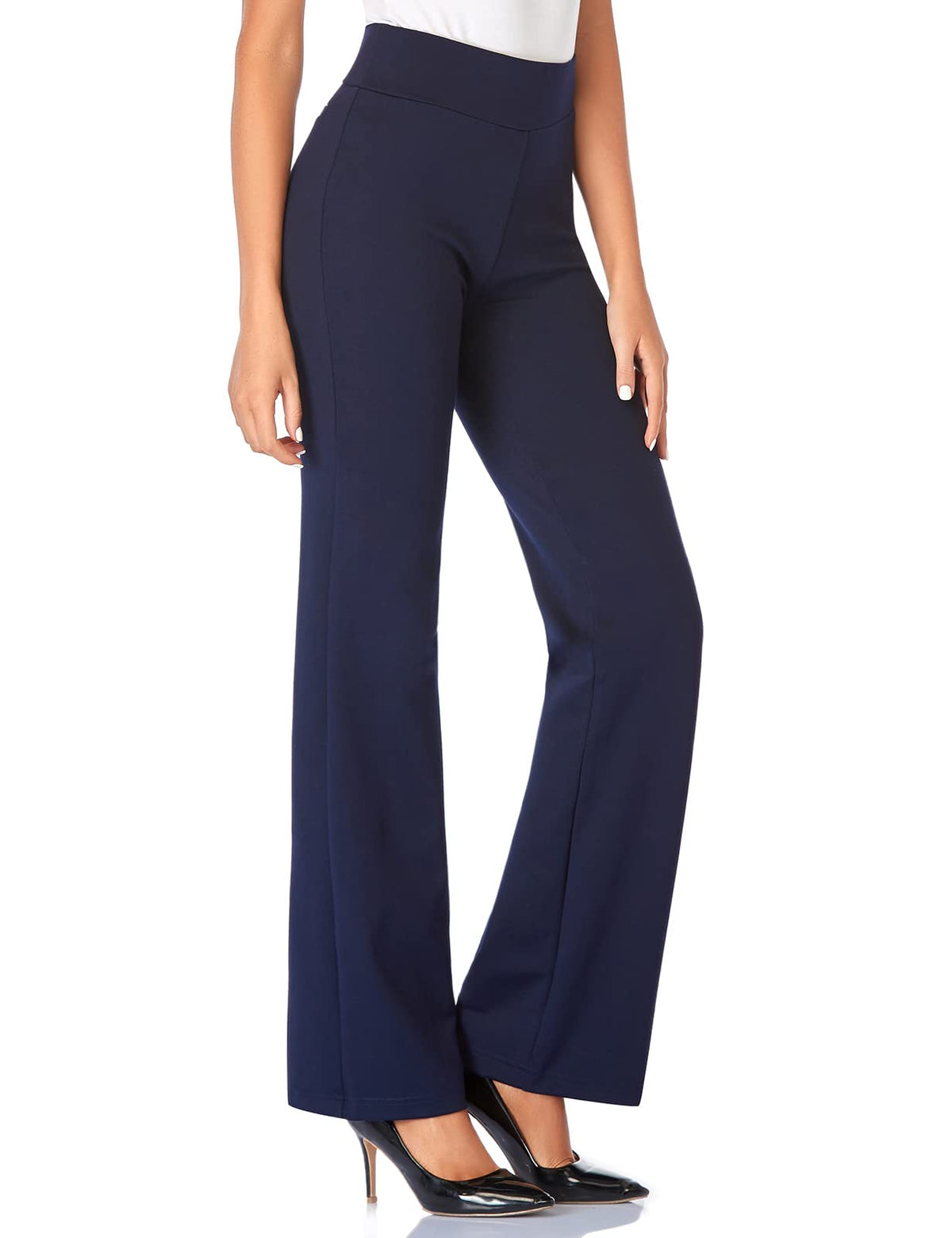 Tapata Womens 28 High Waist Stretchy Bootcut Dress Pants Tall, Petite, Regular For Office Business Casual Navy Blue,S