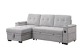 Lilola Home Ashlyn II 84" W Gray Woven Fabric Reversible Sleeper Sectional Sofa with Storage Chaise, Storage Arm, Cup Holder, Charging Ports, Side Pockets, and Pocket Coil Seating