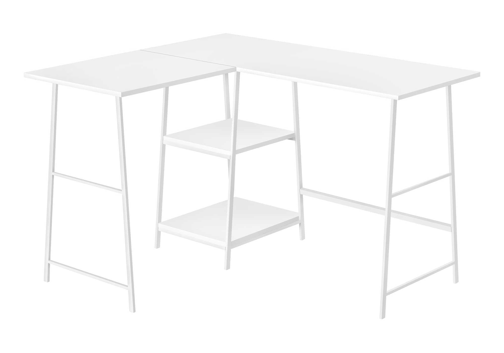 Monarch Specialties 7596 Computer Desk, Home Office, Corner, Storage Shelves, 48&quot; Shape, Work, Laptop, Metal, Laminate, Contemporary, Modern Desk-48 Top, 42&quot; L x 47.25&quot; W x 30&quot; H, White/White