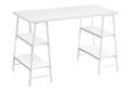 Monarch Specialties I 7521 Computer Desk, Home Office, Laptop, Storage Shelves, 48 L, Work, Metal, Laminate, White, Contemporary