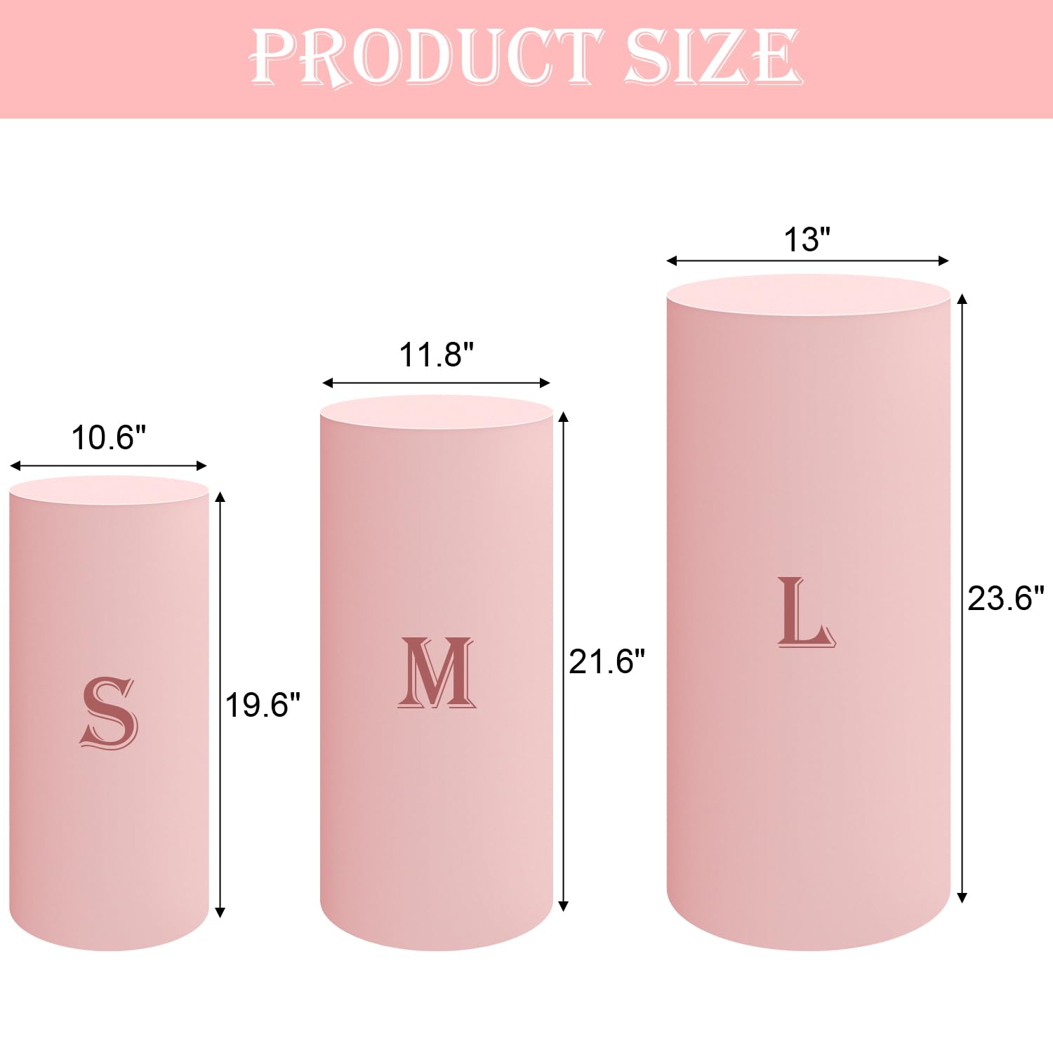 Saitimade Set Of 3 - Pink Cylinder Pedestal Stand Covers, Flexible Cylinder Stand Covers For Party, Wedding Or Birthday Event De