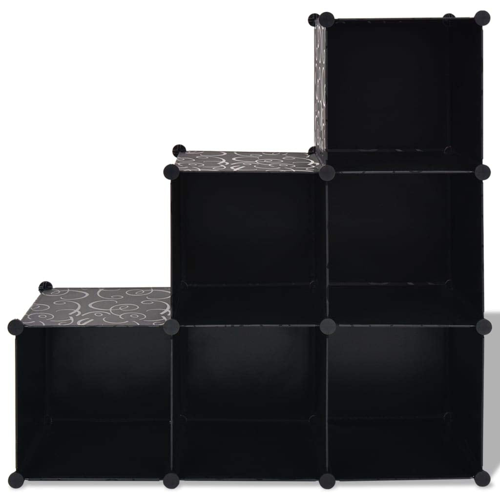vidaXL Storage Cube Organizer 6 Compartments Black Cloth Shoes Shelf Bookcase