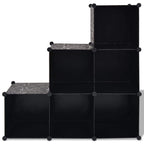 vidaXL Storage Cube Organizer 6 Compartments Black Cloth Shoes Shelf Bookcase