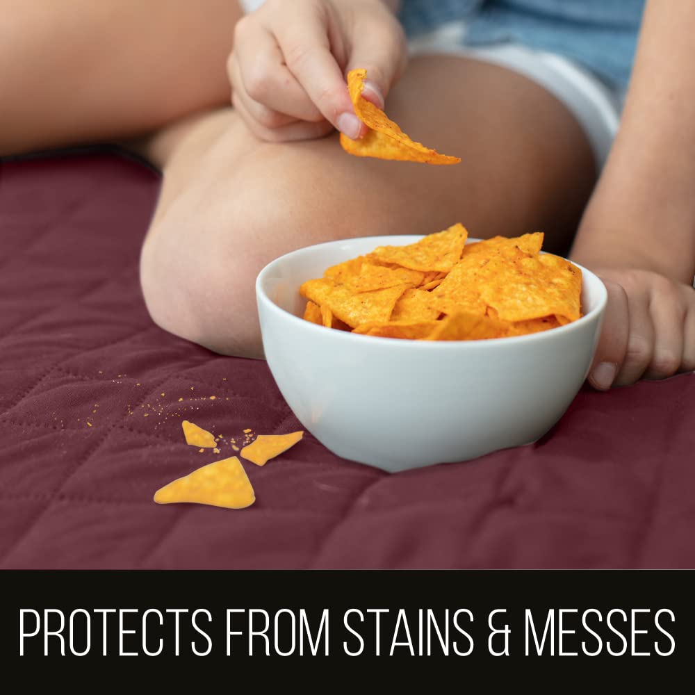 Sofa Shield Patented Sectional Slip Cover, Large Cushion Protector, Reversible Stain And Dog Tear Resistant Slipcover, Quilted Microfiber 30X30” Seat, Washable Covers For Dogs Pets Kids, Burgundy Tan