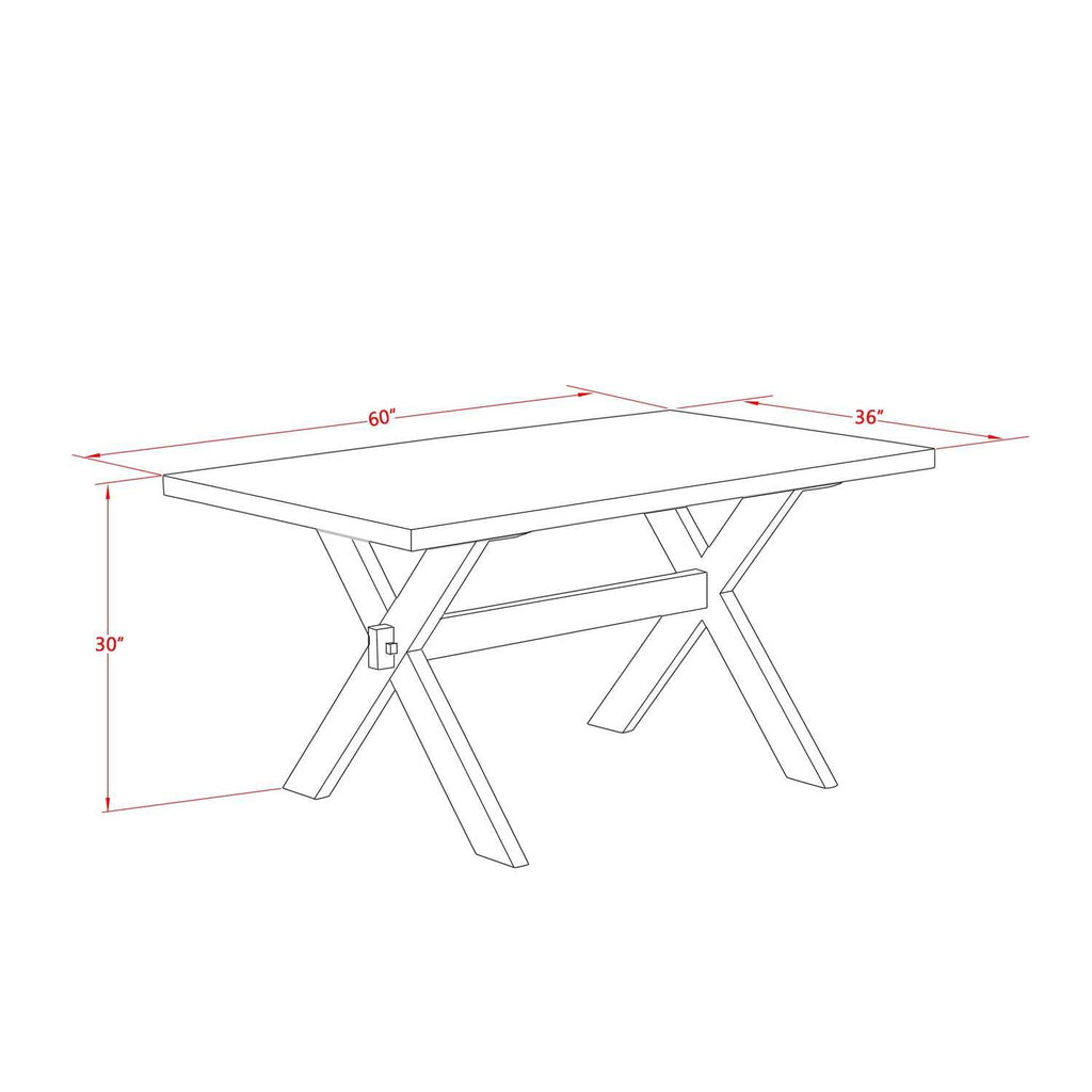 East West Furniture X776Mzn32-5 5 Piece Dining Set Includes A Rectangle Dining Room Table With X-Legs And 4 Light Beige Linen Fabric Upholstered Parson Chairs, 36X60 Inch, Multi-Color