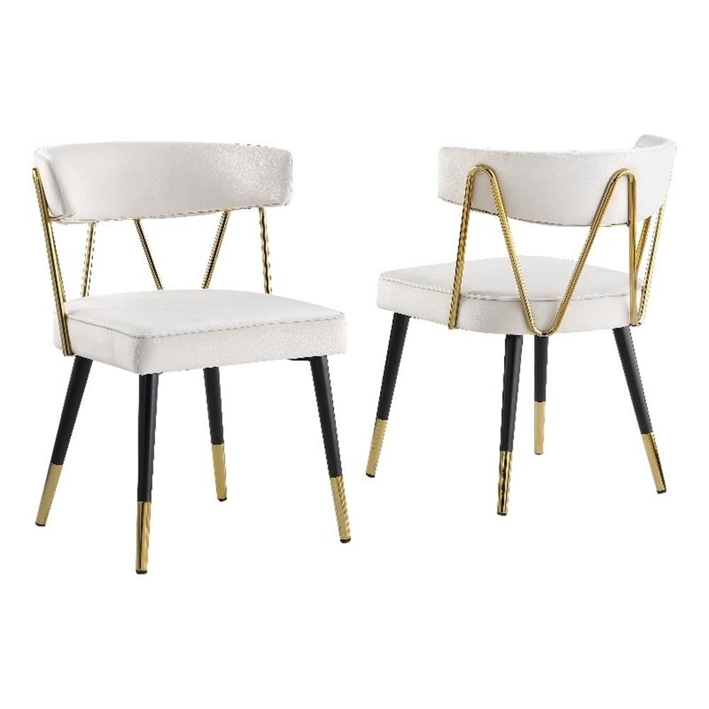 Best Master Furniture Meyer Velvet Side Chair with Gold Accents (Set of 2) Beige/Gold