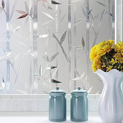 Lemon Cloud Bamboo Window Film Stained Glass Film Frosted Privacy Window Decal Decorative Window Cling No Glue Removable Window