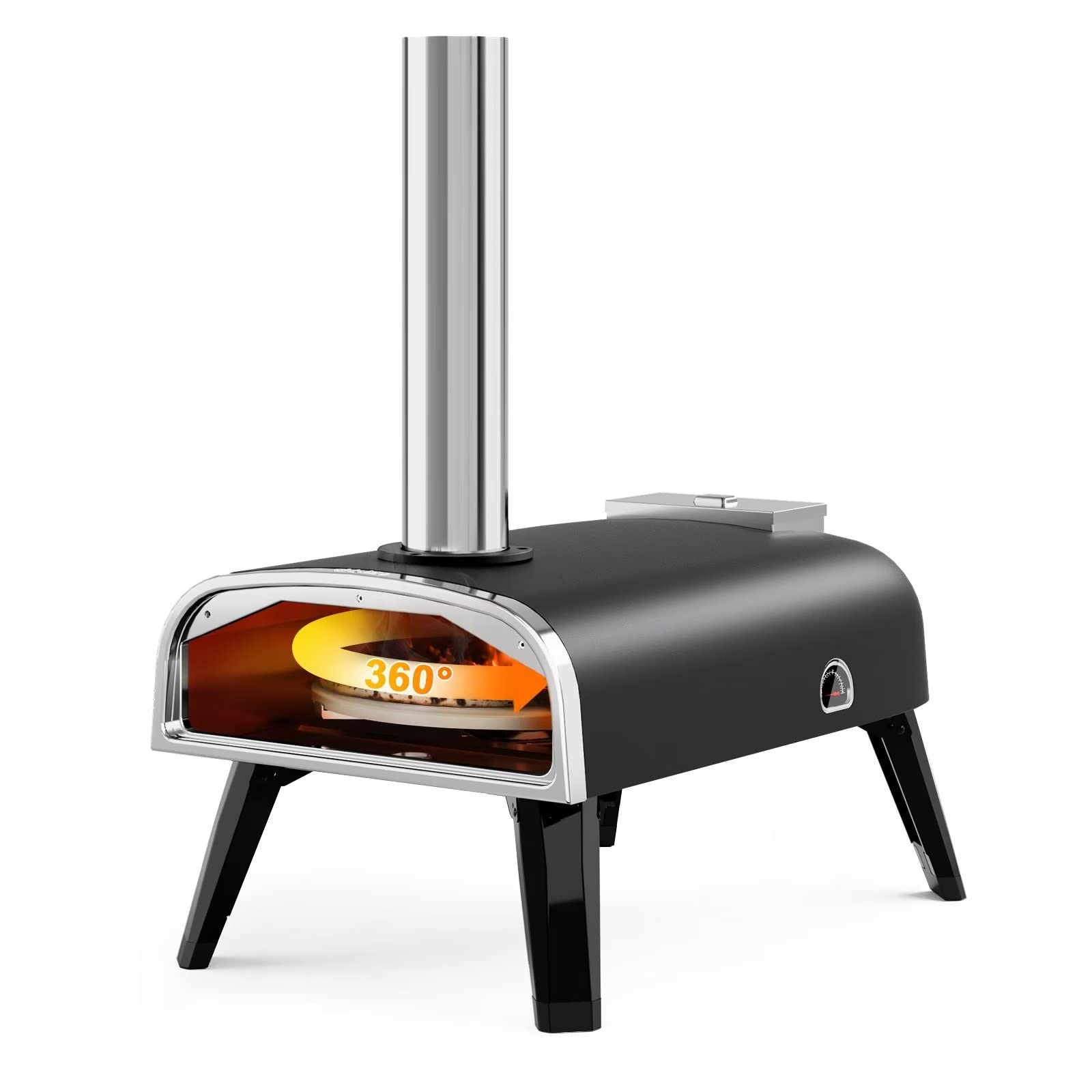 Outdoor Pizza Oven Aidpiza 12' Wood Pellet Pizza Ovens With Rotatable Round Pizza Stone Portable Wood Fired With Built-In Therm