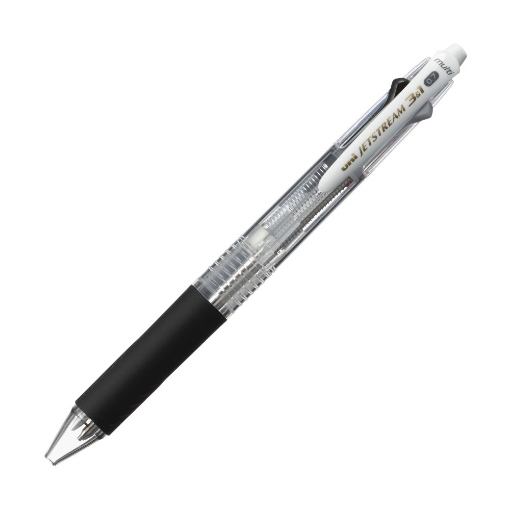 Uni Jetstream Multi Pen 3And1, 0.7Mm Ballpoint Pen (Black, Red, Blue) And 0.5Mm Mechanical Pencil, Clear Body (Msxe460007.T)
