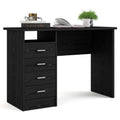 Desk with 4 Drawers Black Woodgrain