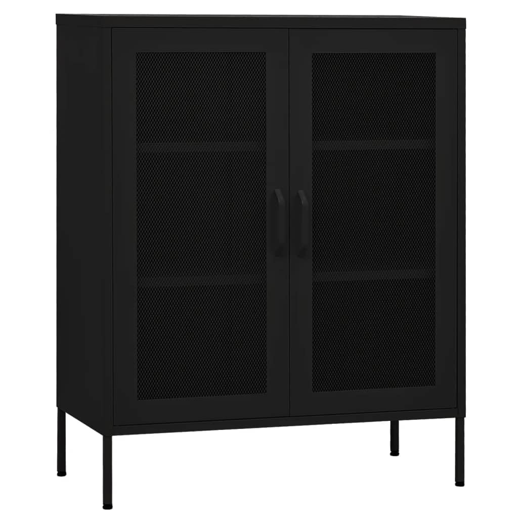 SKM Storage Cabinet Black 31.5&quot;x13.8&quot;x40&quot; Steel