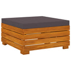 vidaXL Patio Table and Footrest Set with Cushion Solid Acacia Wood