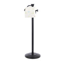 ZCCZ - Free Standing Toilet Paper Holder Stand with Reserve, Bathroom Tissue Dispenser Storage for 5 Mega Rolls, Black Toilet Pa