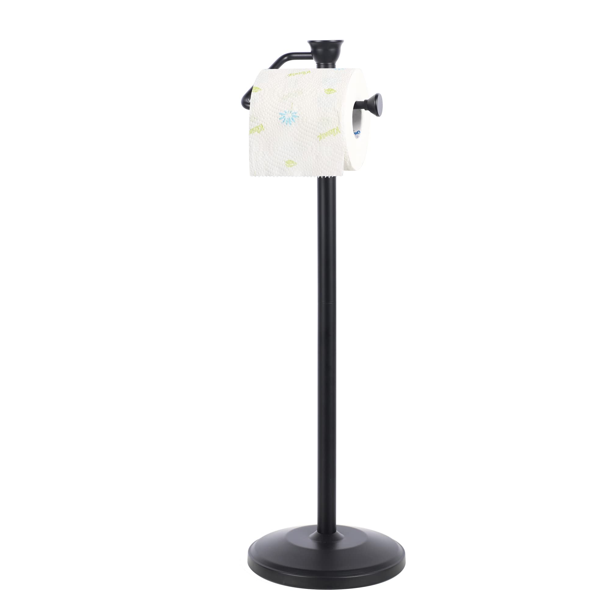 ZCCZ - Free Standing Toilet Paper Holder Stand with Reserve, Bathroom Tissue Dispenser Storage for 5 Mega Rolls, Black Toilet Pa