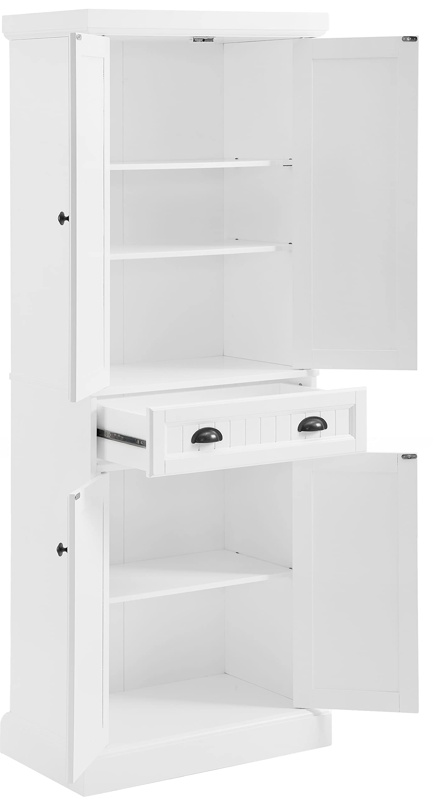 Crosley Furniture Shoreline Coastal Pantry Storage Cabinet with Shelves, Kitchen, Dining, or Laundry Room, White