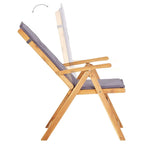 vidaXL Patio Chairs Set of 2 - Dark Gray - Weather-Resistant Solid Acacia Wood - Foldable and Reclining with Cushions for Comfort
