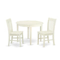 East West Furniture Bono3-Lwh-W 3 Piece Dining Room Table Set Contains A Round Kitchen Table And 2 Dining Chairs, 42X42 Inch, Linen White