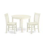 East West Furniture Bono3-Lwh-W 3 Piece Dining Room Table Set Contains A Round Kitchen Table And 2 Dining Chairs, 42X42 Inch, Linen White