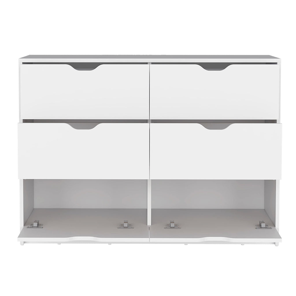 Dresser 30&Quot; H, 4 Drawer Dresser With 2 Lower Cabinets, Drawer Chest, White