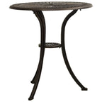 vidaXL Cast Aluminum Patio Table, Round Outdoor Table with Umbrella Hole, Bronze, 24.4"x25.6", Weather Resistant, Stable and Sturdy, Suitable for Patio, Garden, Yard