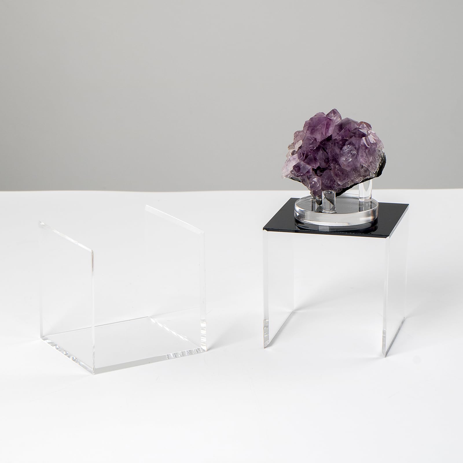 Kcgani Clear Acrylic Boxes For Collectibles Display, Removable Countertop Storage Box Cube Organizer Stand Riser, Dustproof Prot