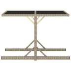 vidaXL Patio Table Patio Garden Table for Picnic with Glass Top PE Rattan Beige